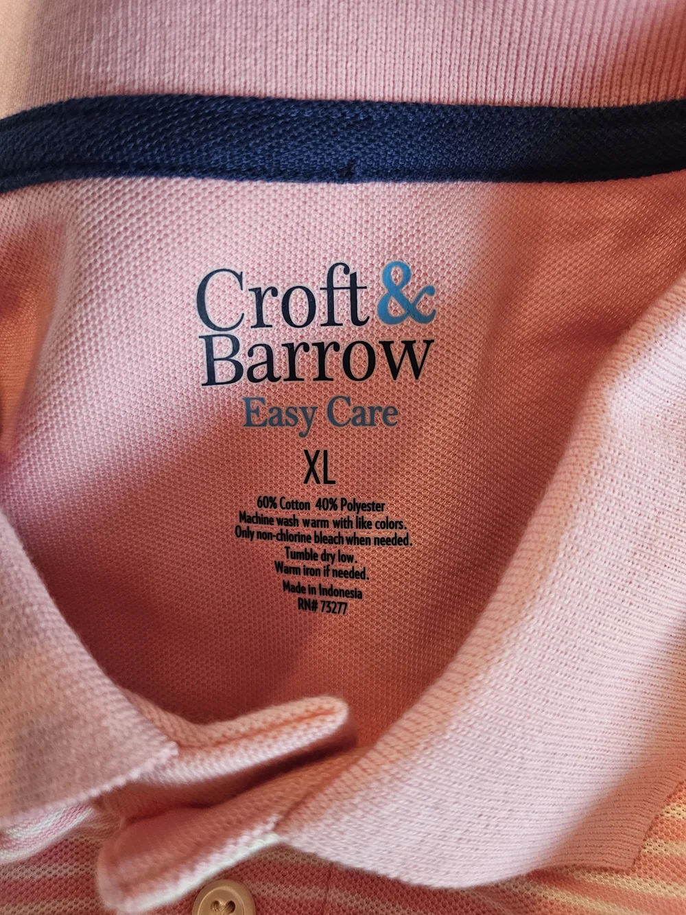 croft & barrow Men's Light Pink Striped Polo Shirt